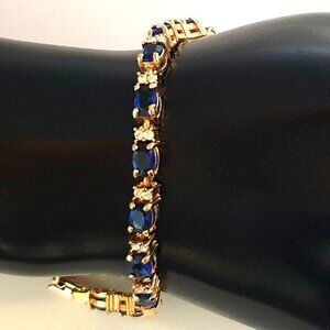 Vintage Avon Blue Sapphire Color Rhinestone Tennis Bracelet – Signed